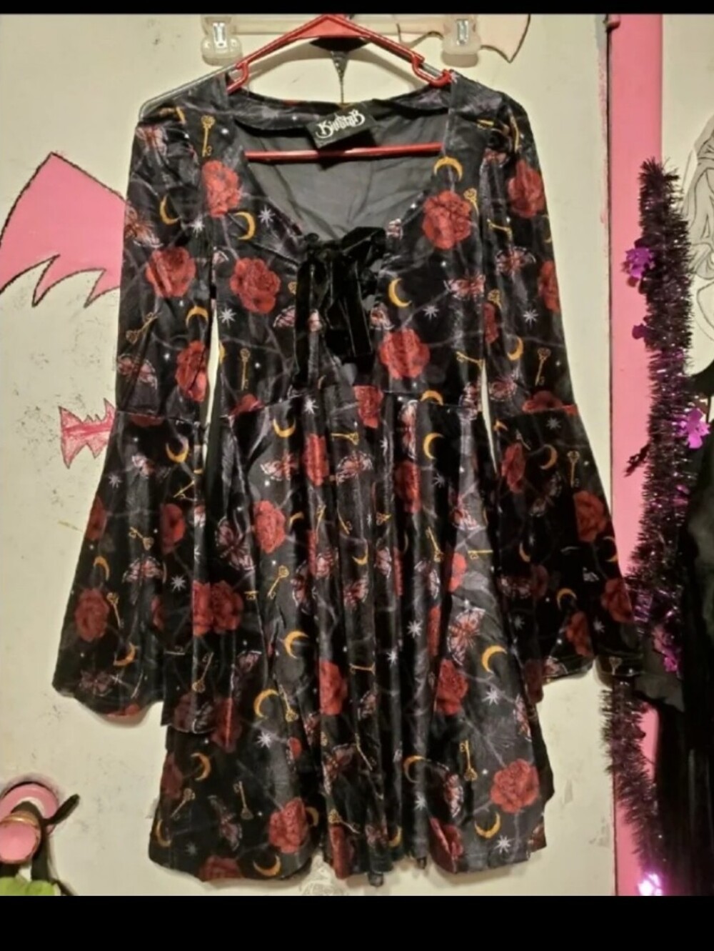 Killstar Fabulina Rose Moth Moon Gothic Dress Hot Topic Dollskill Blackcraft